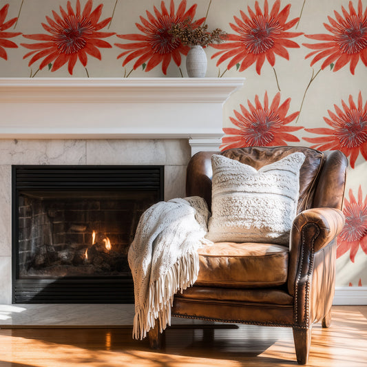 Lone Aster large scale wallpaper in a styled room