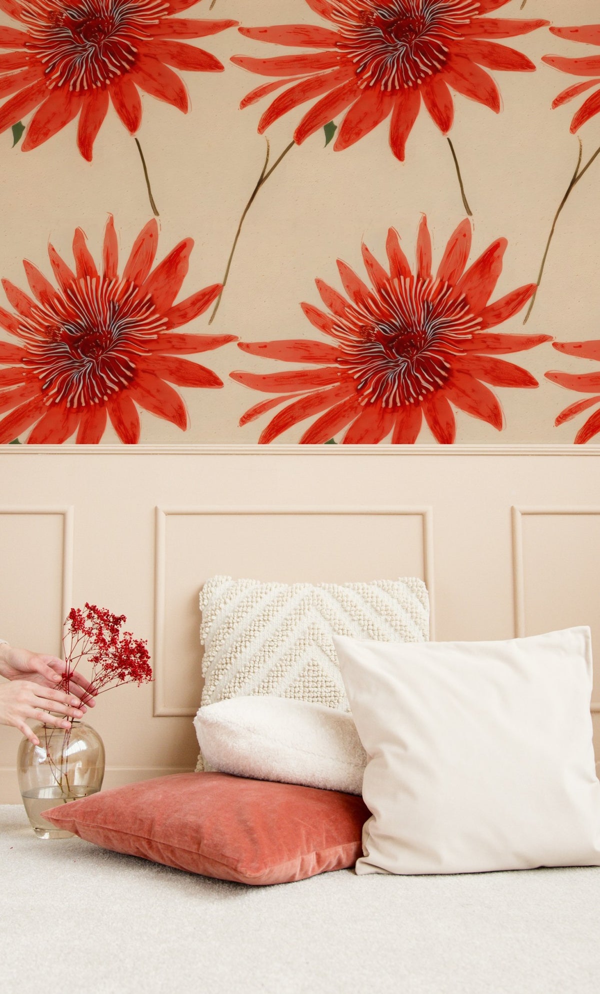 Lone Aster large scale wallpaper in a styled room