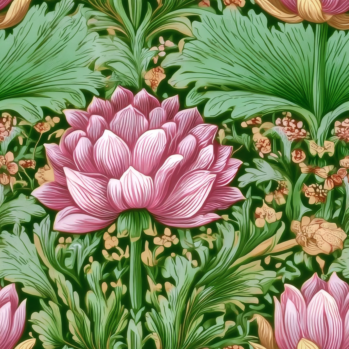 Lotus Garden large scale wallpaper pattern repeat