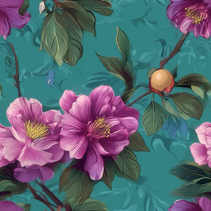 Magenta Orchard large scale wallpaper pattern repeat