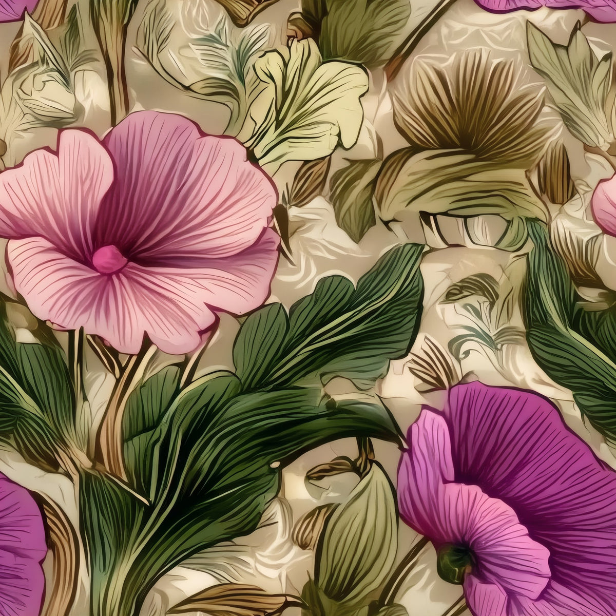 Magenta Poppy large scale wallpaper pattern repeat
