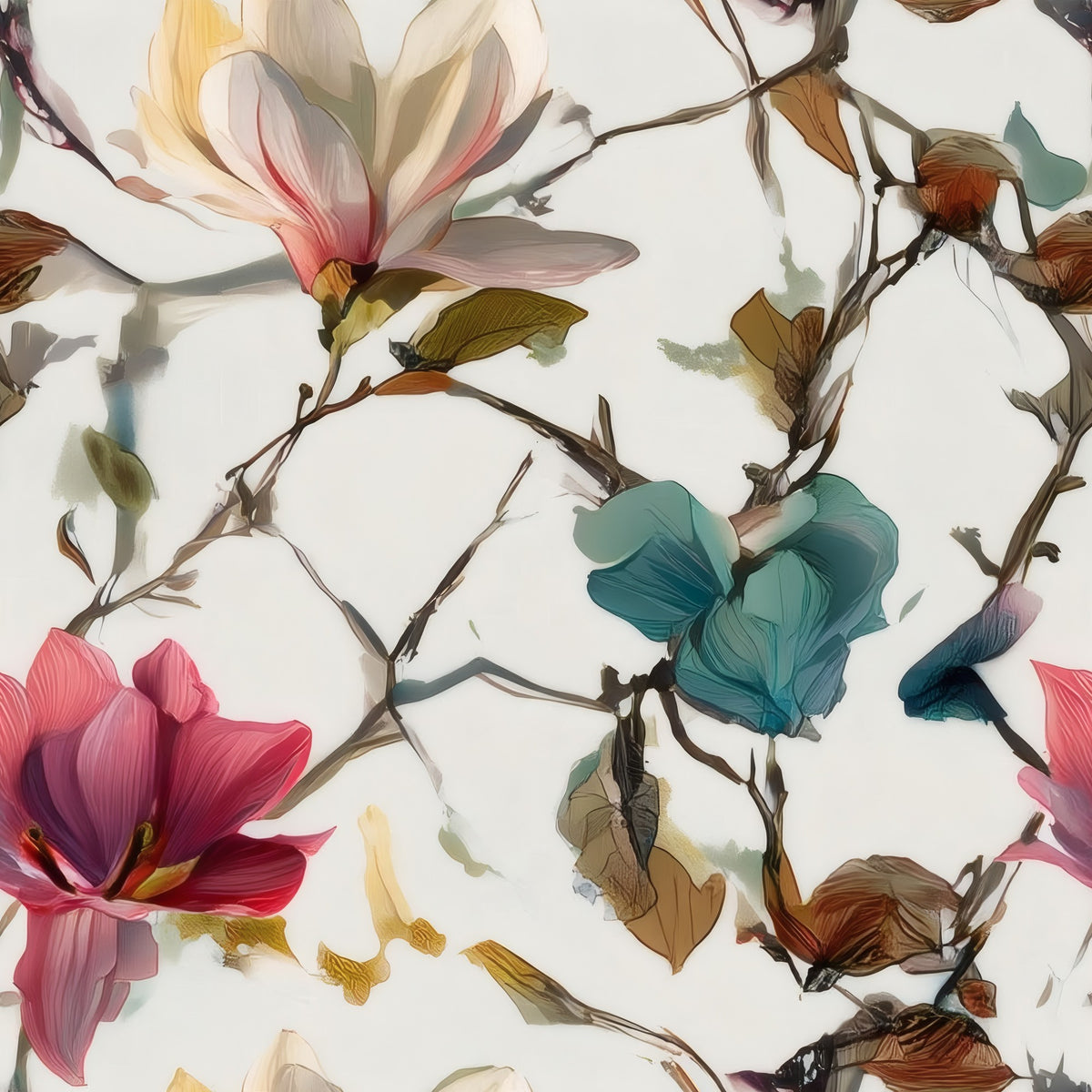Magnolia Twigs large scale wallpaper pattern repeat