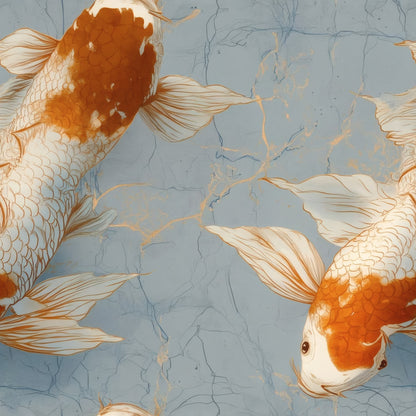 Marbled Koi large scale wallpaper pattern repeat