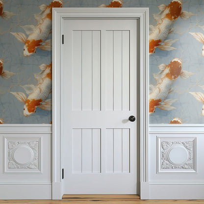 Marbled Koi large scale wallpaper in a styled room