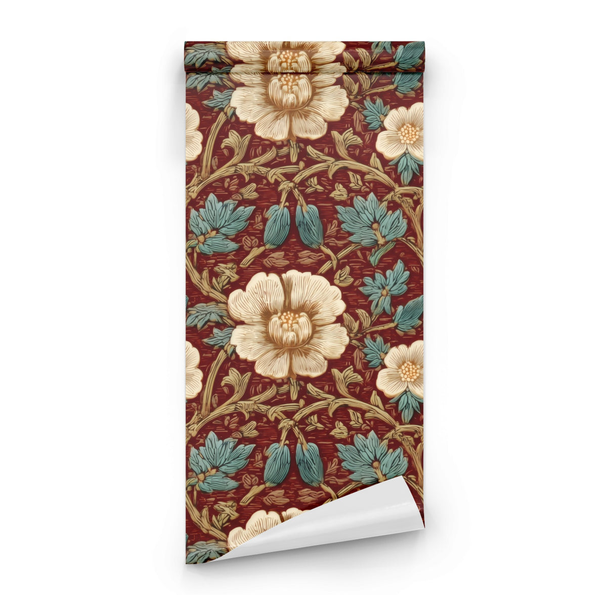 Roll of Maroon Flora large scale wallpaper