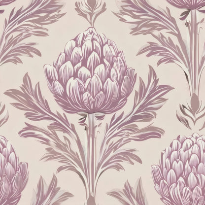 Mauve Artichoke large scale wallpaper pattern repeat
