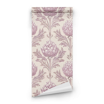 Roll of Mauve Artichoke large scale wallpaper