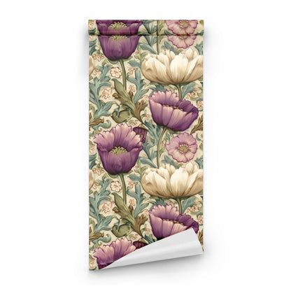Roll of Mauve Poppy large scale wallpaper