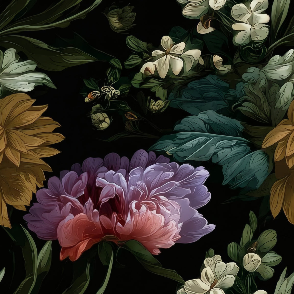 Midnight Bouquet large scale wallpaper pattern repeat