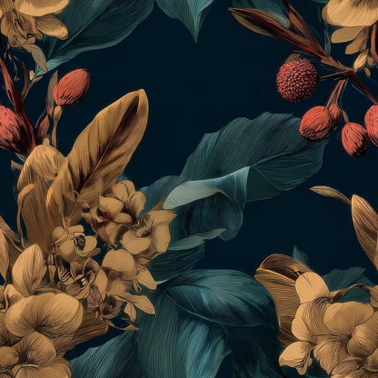 Midnight Camellia large scale wallpaper pattern repeat