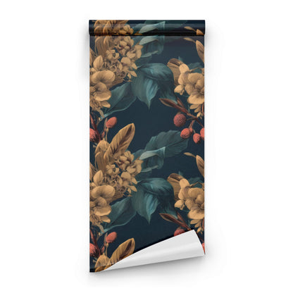 Roll of Midnight Camellia large scale wallpaper