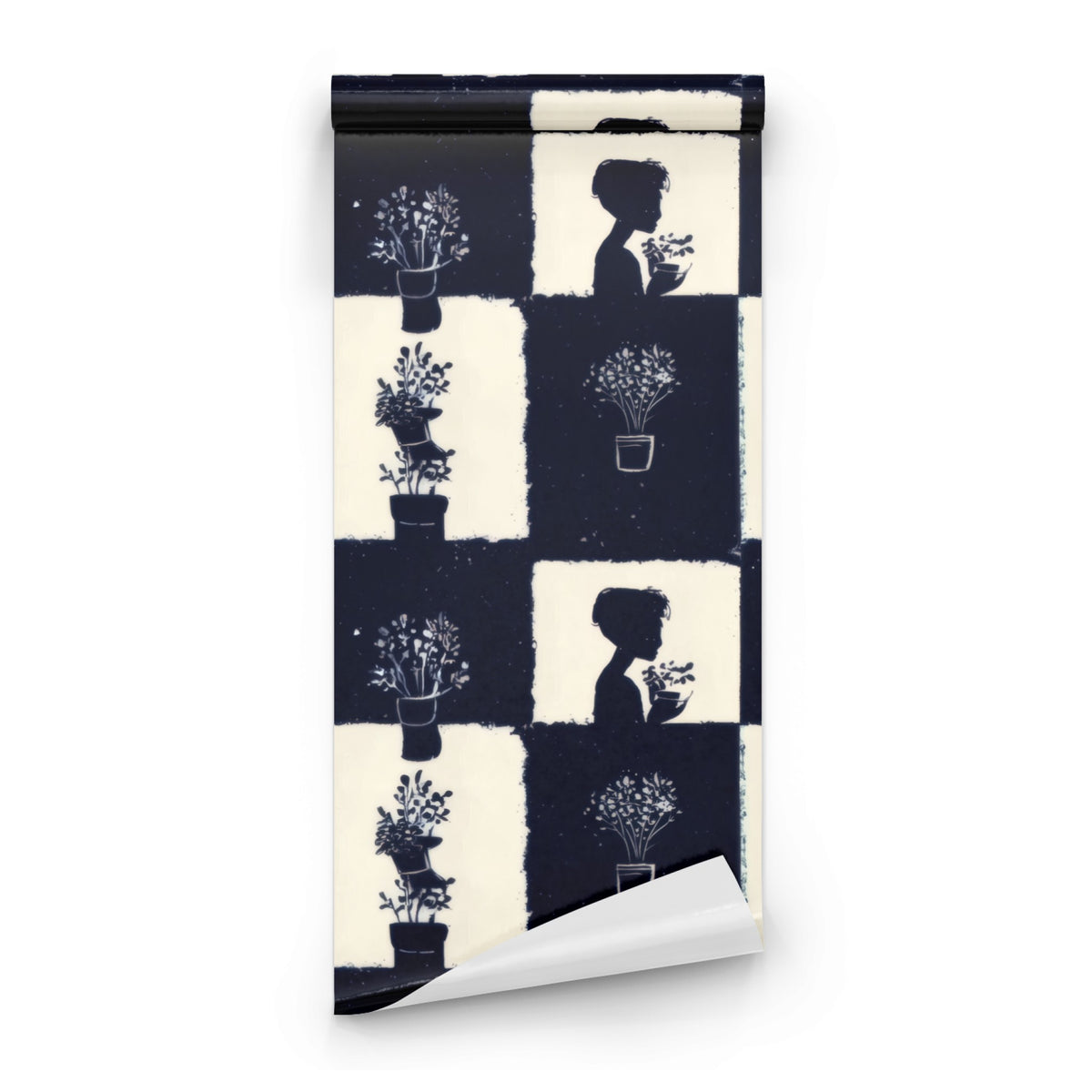 Roll of Midnight Checkerboard large scale wallpaper