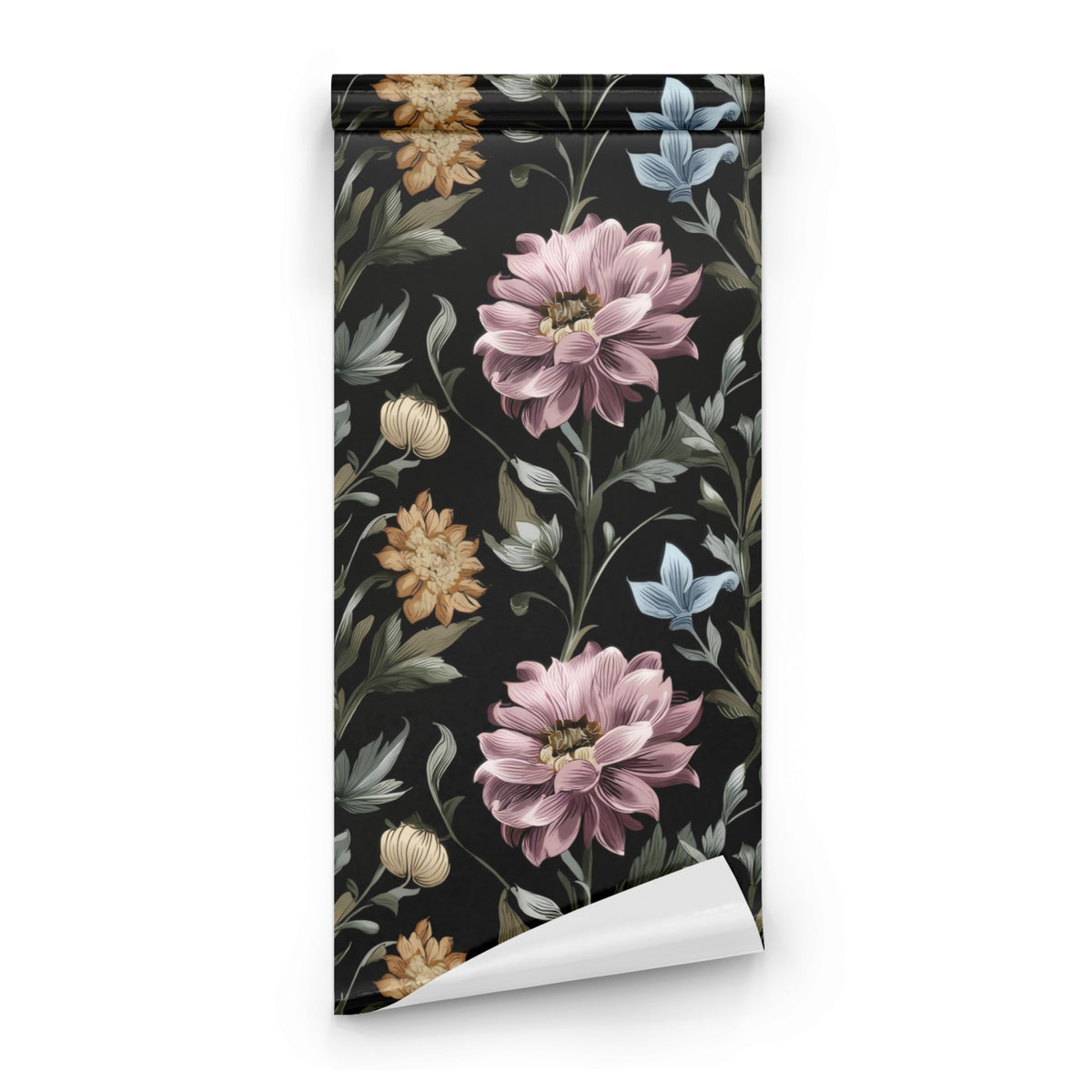 Roll of Midnight Dahlia large scale wallpaper