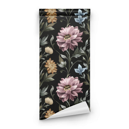 Roll of Midnight Dahlia large scale wallpaper
