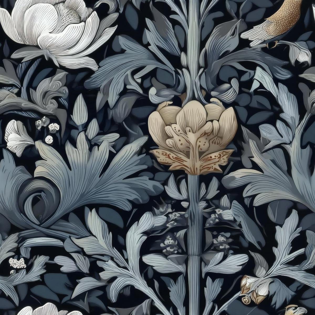 Midnight Lotus large scale wallpaper pattern repeat