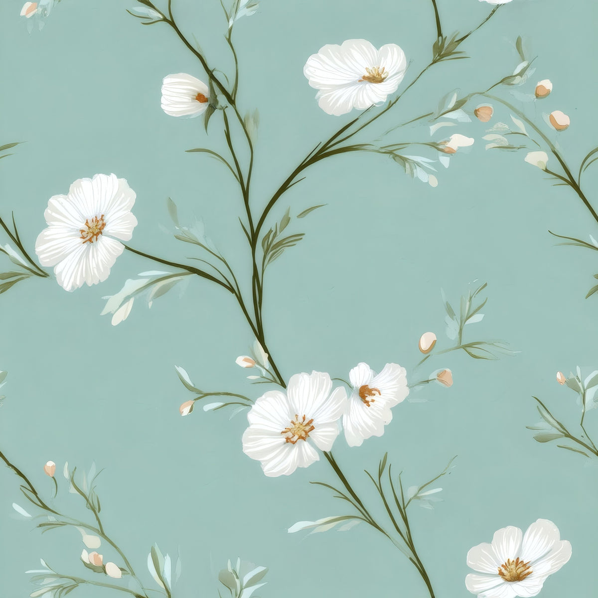 Mint Cosmos large scale wallpaper pattern repeat