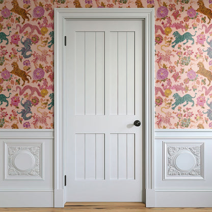 Tigers & Dragons wallpaper on a wall — Door in hallway scene