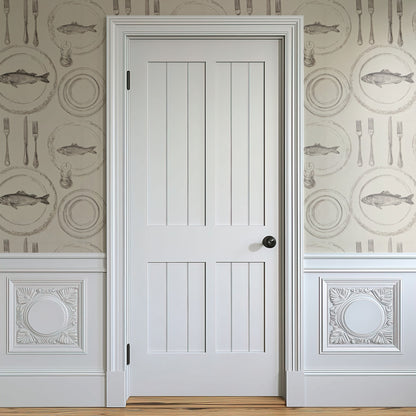Set Table wallpaper on a wall — Door in hallway scene