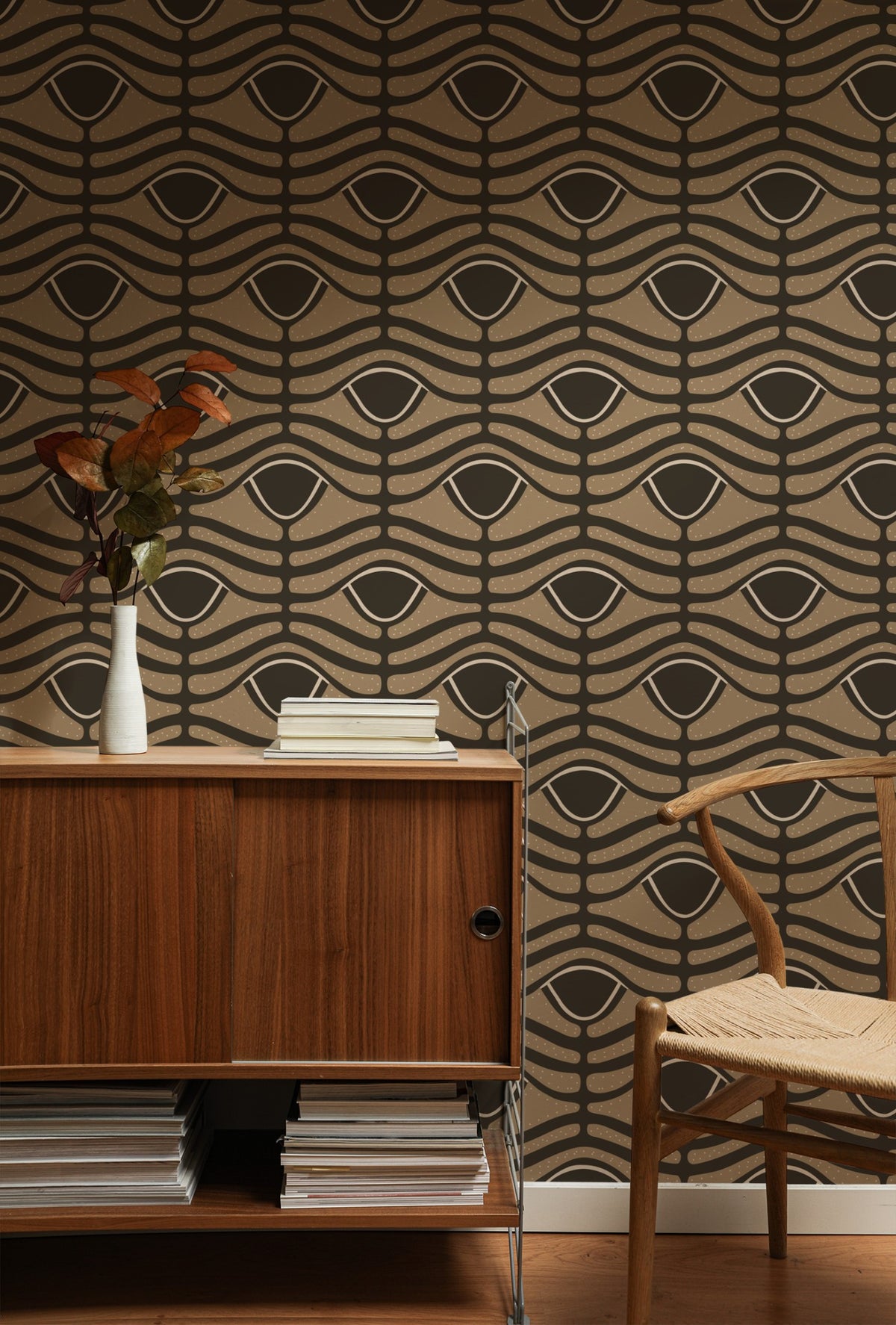 Earthen Current wallpaper on a wall — Lifestyle 1 scene