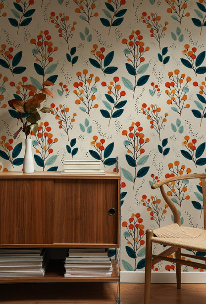 Berry Sprig wallpaper on a wall — Lifestyle 1 scene