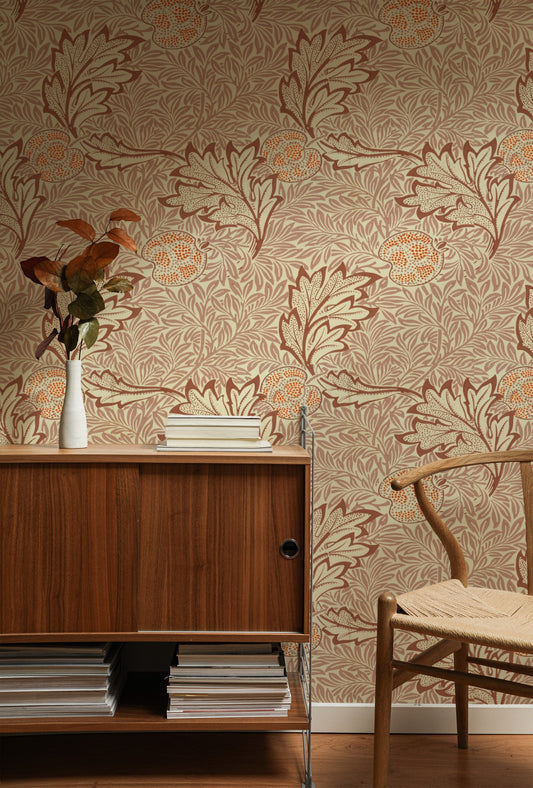 William Morris Apple Red wallpaper on a wall — Lifestyle 1 scene