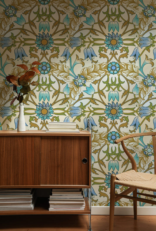 William Morris New Ceiling Cream wallpaper on a wall — Lifestyle 1 scene