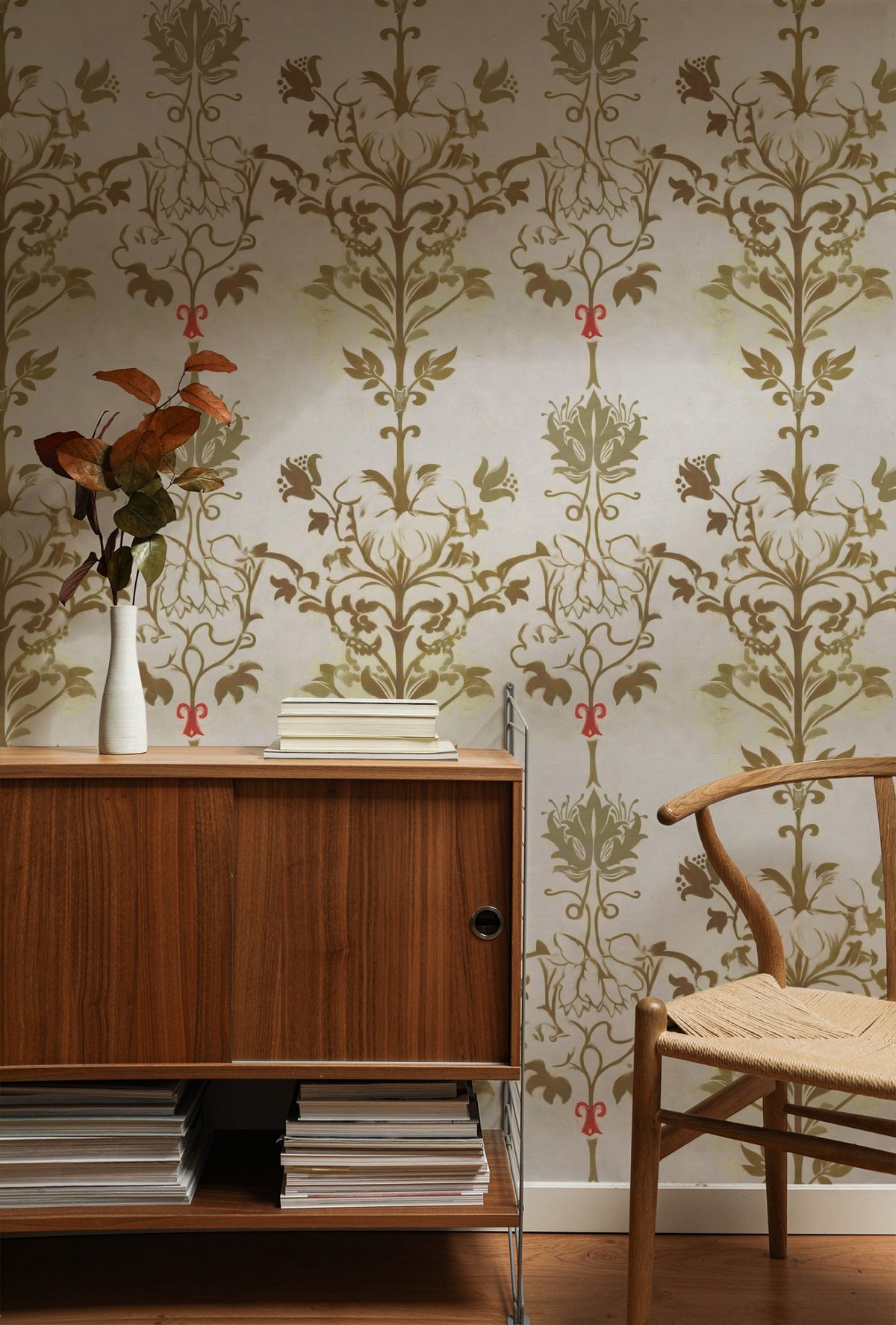 William Morris Trail Linen wallpaper on a wall — Lifestyle 1 scene