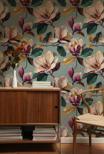 Magnolia Grove wallpaper shown on a wall — Lifestyle 1 scene