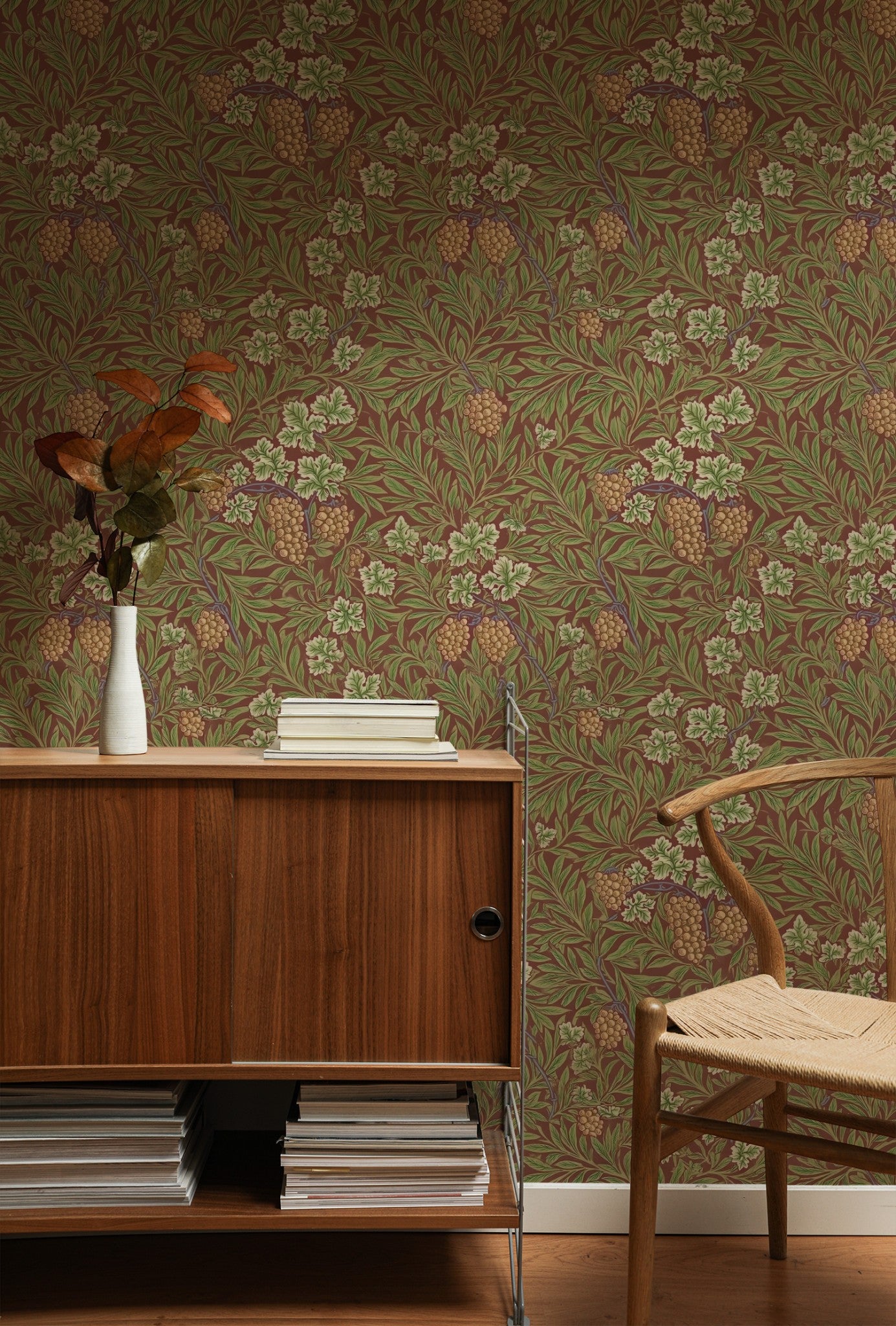 William Morris Hidden Treasures wallpaper on a wall — Lifestyle 1 scene