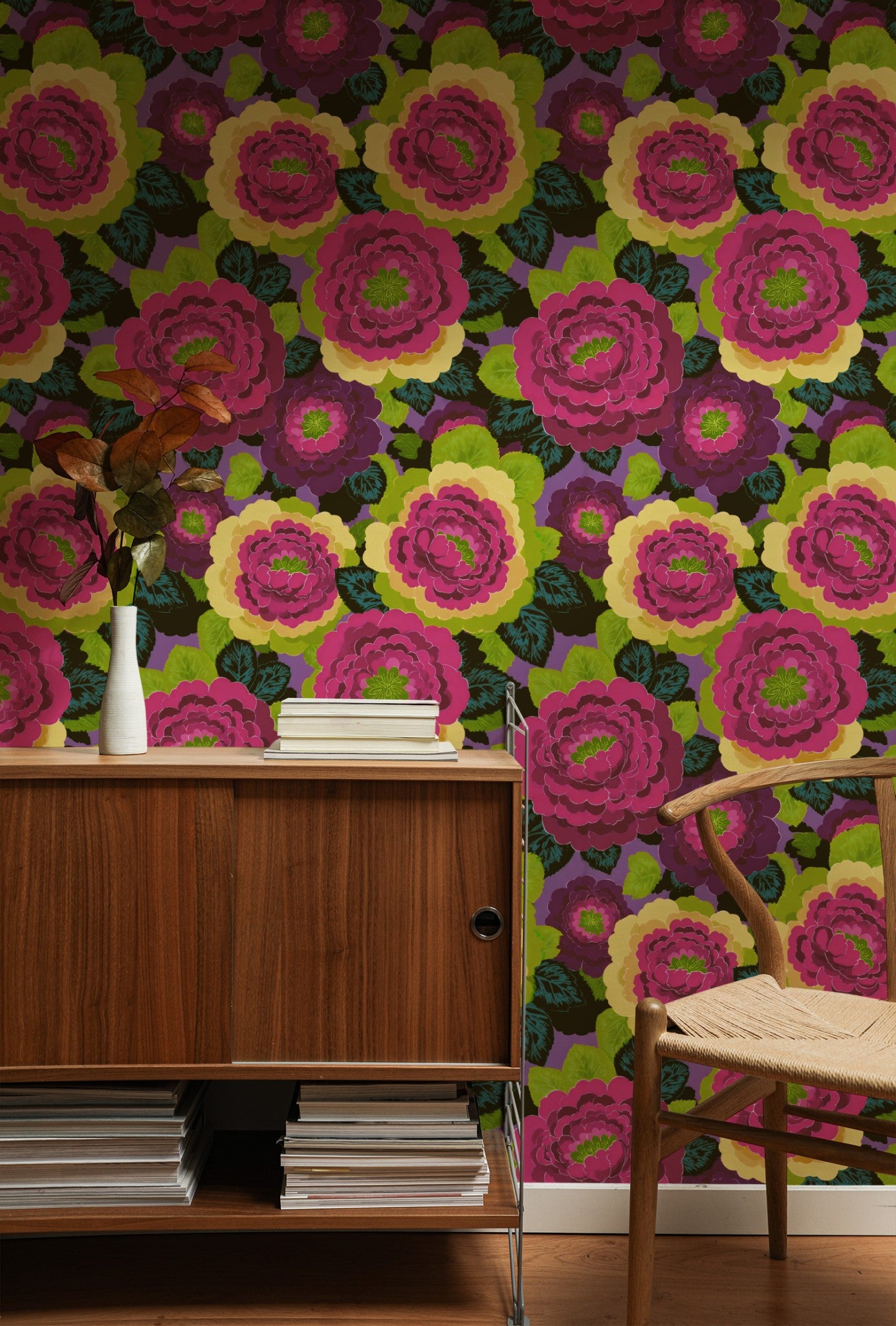 Cabbage Flower wallpaper on a wall — Lifestyle 1 scene