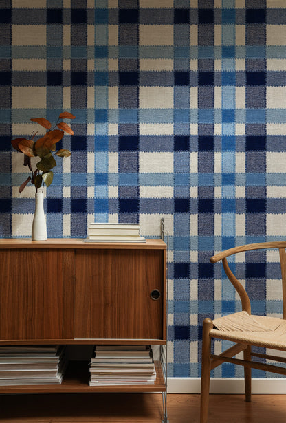Woven Check wallpaper on a wall — Lifestyle 1 scene