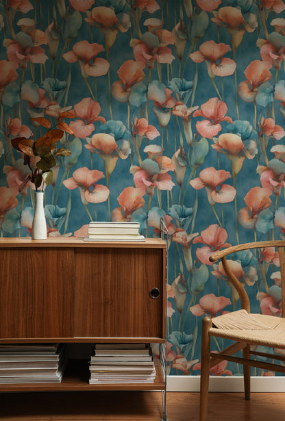 Coral Calla wallpaper on a wall — Lifestyle 1 scene