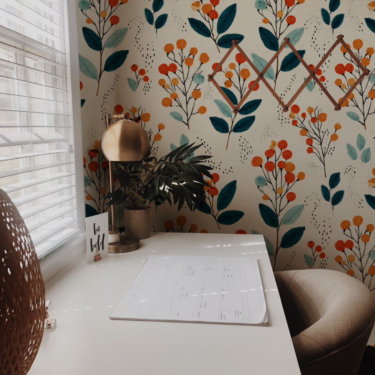 Berry Sprig wallpaper on a wall — Lifestyle 2 scene