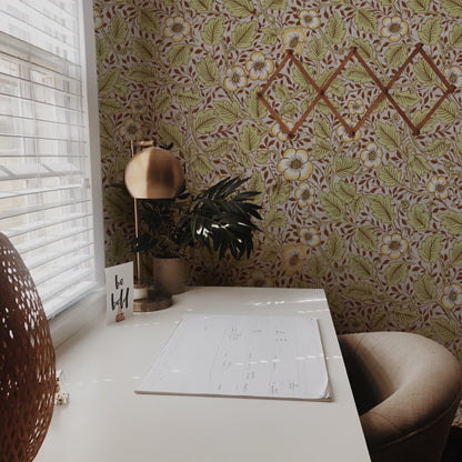 William Morris Christchurch Wine wallpaper on a wall — Lifestyle 2 scene