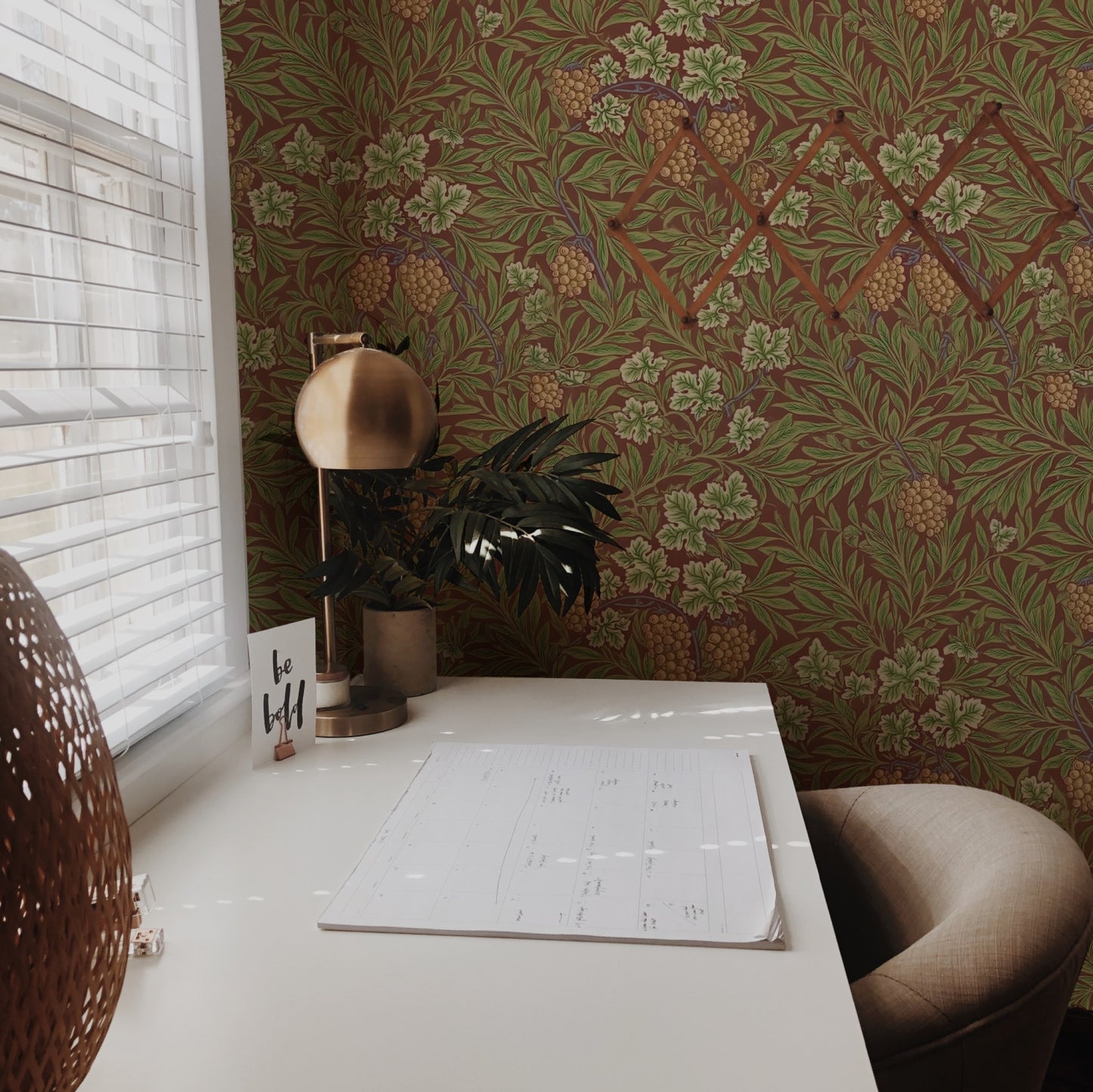 William Morris Hidden Treasures wallpaper on a wall — Lifestyle 2 scene