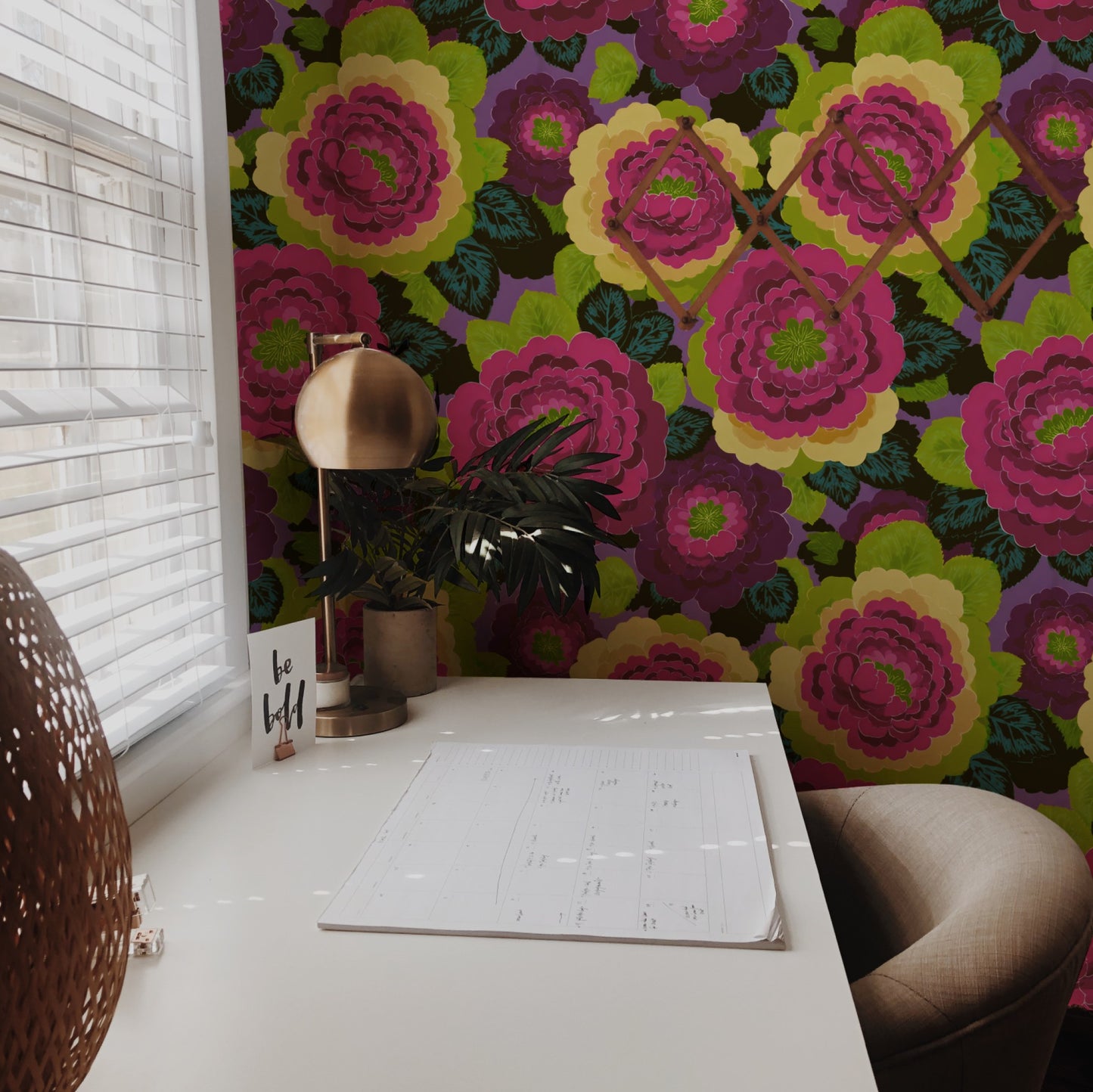 Cabbage Flower wallpaper on a wall — Lifestyle 2 scene