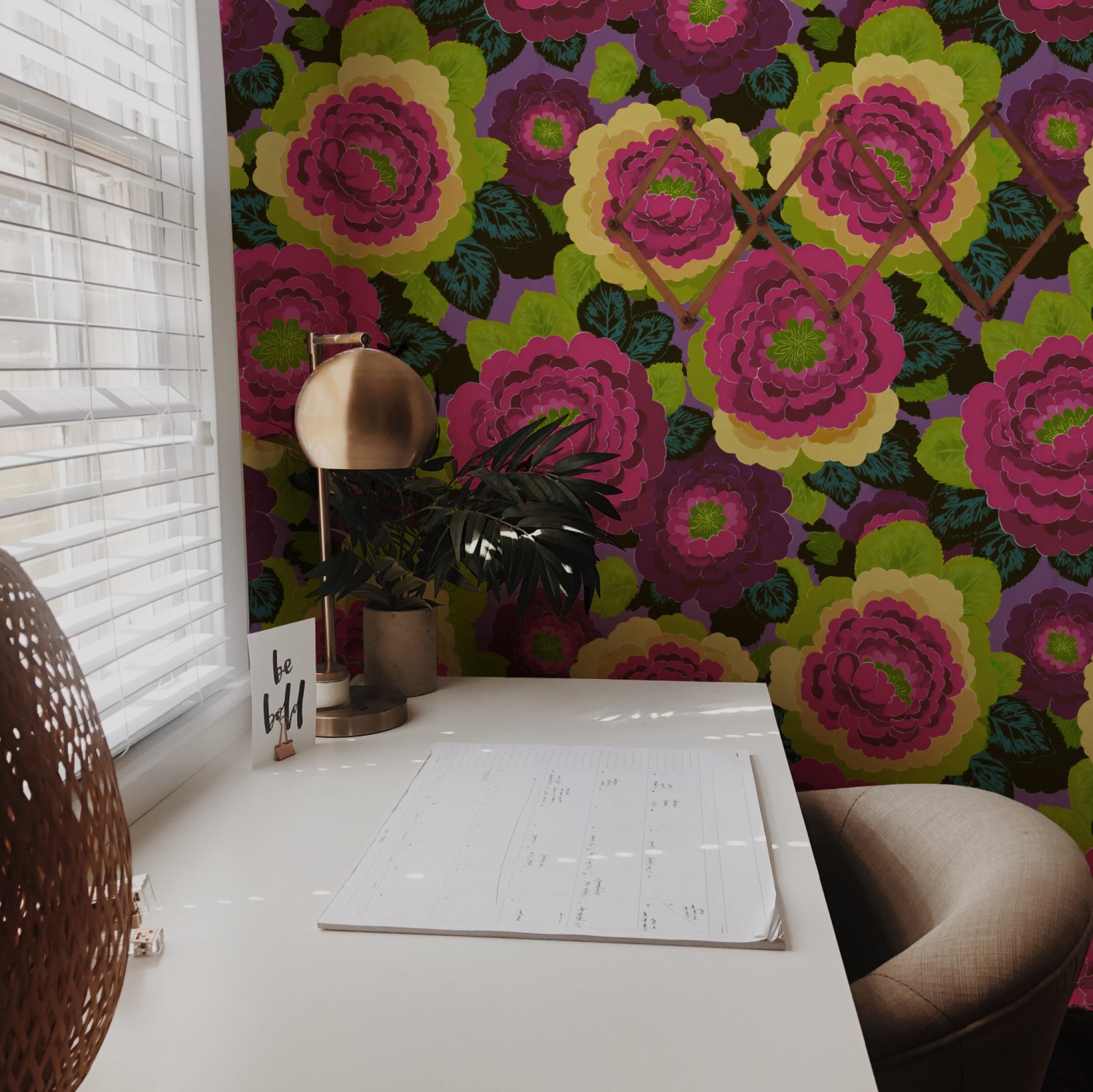 Cabbage Flower wallpaper on a wall — Lifestyle 2 scene