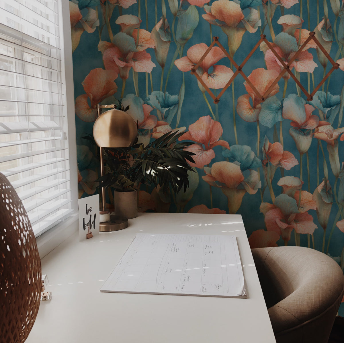 Coral Calla wallpaper on a wall — Lifestyle 2 scene