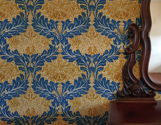 William Morris Avon Blue wallpaper on a wall — Lifestyle 3 scene