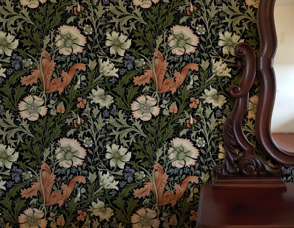 William Morris Compton Black wallpaper on a wall — Lifestyle 3 scene