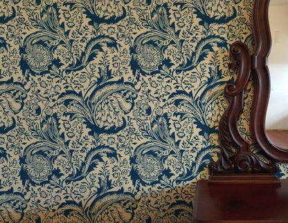 William Morris Indian Navy wallpaper on a wall — Lifestyle 3 scene