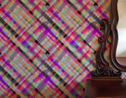 Diagonal Plaid wallpaper on a wall — Lifestyle 3 scene