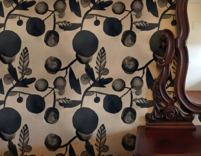 Inked Plums wallpaper on a wall — Lifestyle 3 scene