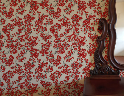 Ditsy Pomegranate wallpaper on a wall — Lifestyle 3 scene