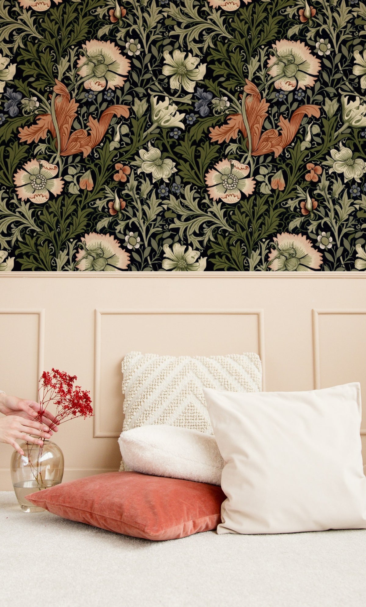 William Morris Compton Black wallpaper on a wall — Lifestyle 4 scene