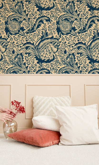 William Morris Indian Navy wallpaper on a wall — Lifestyle 4 scene