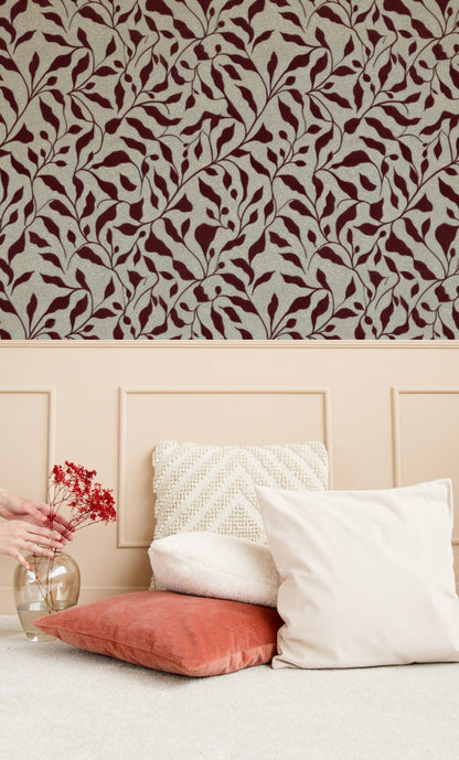 Burgundy Vine wallpaper on a wall — Lifestyle 4 scene