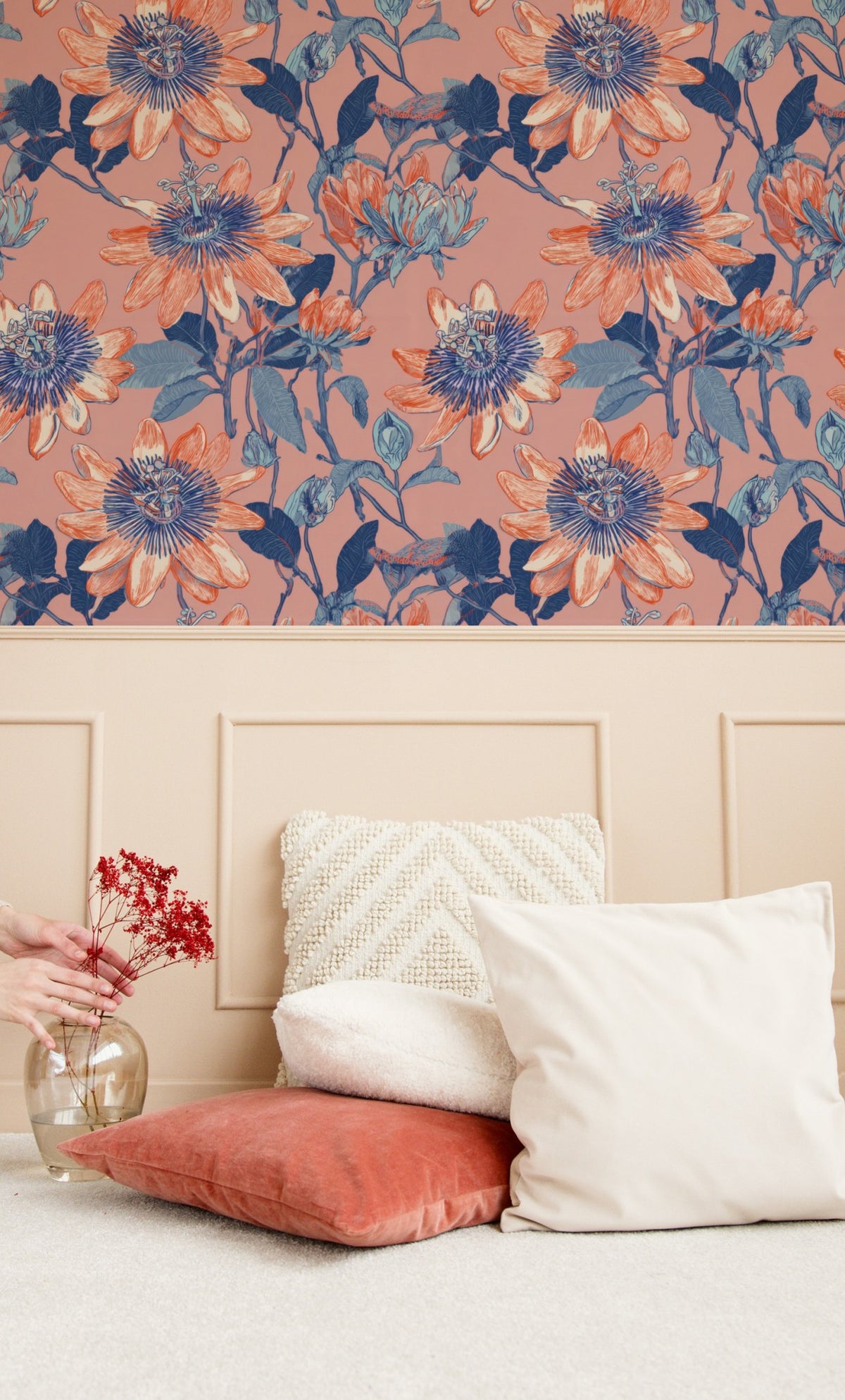 Passion Flower wallpaper on a wall — Lifestyle 4 scene
