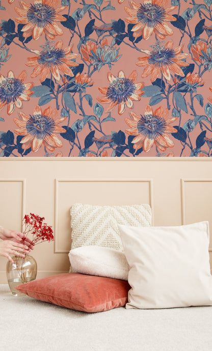 Passion Flower wallpaper on a wall — Lifestyle 4 scene