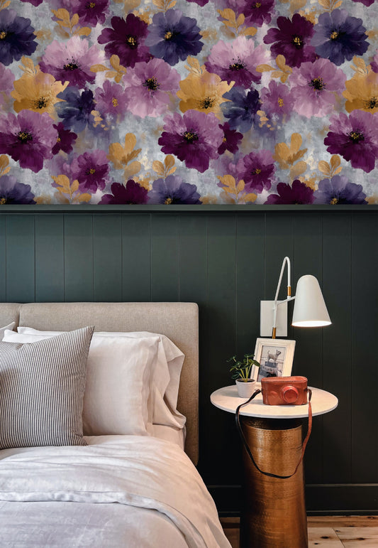Violet Cosmos wallpaper shown on a wall — Lifestyle 5 scene